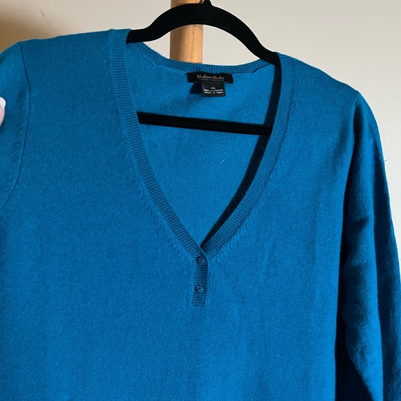 Madison Studio 1X 100% Cashmere Teal Knitwear.V-neck.Slight fix made on front. - Picture 4 of 6